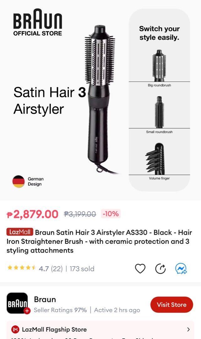 Braun Satin Hair 3 Airstyler AS330, Beauty & Personal Care, Hair on ...