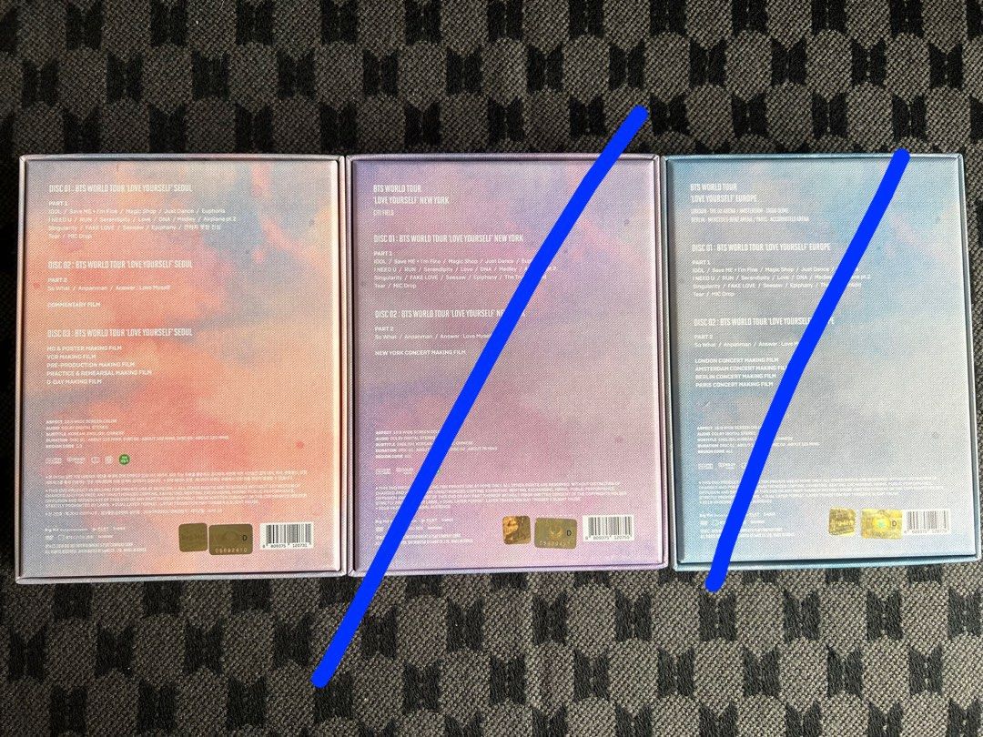 BTS Love Yourself Seoul DVD (Category: CDs & DVDs) located in Quezon City. Submitted by blueside_ (Listing ID 1207226194, Image 2). Description: on hand selling separately (new york and europe sold) unsealed no rpc outbox with slight discoloration mop: bpi/gash mod: ggx/sdd.