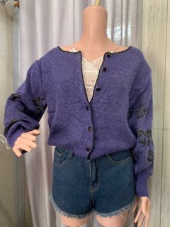 cardi rajut warna ungu
