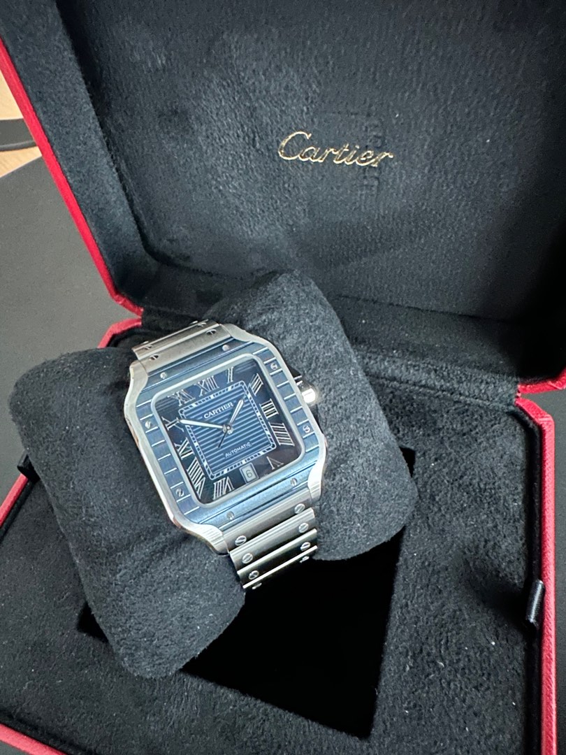 Cartier Santos Blue PVD, Luxury, Watches on Carousell