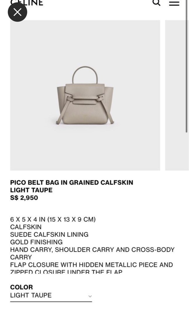 CELINE PICO BELT BAG 2WAY W/ RECEIPT 207006976 ^, Women's Fashion, Bags &  Wallets, Cross-body Bags on Carousell