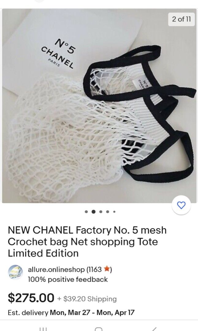 NEW CHANEL Factory No. 5 mesh Crochet bag Net shopping Tote Limited Edition