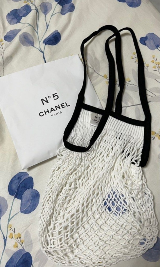 Chanel Factory 5 Mesh Crochet Net Tote Beach Bag