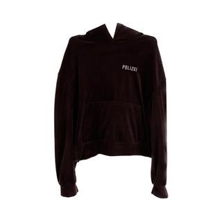 Chocolate Brown velvet velour cropped hoodie