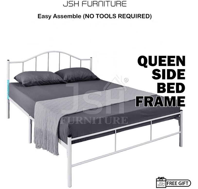 D150 Metal Queen Bed Frame Wire Base/ Katil Besi Queen, Furniture