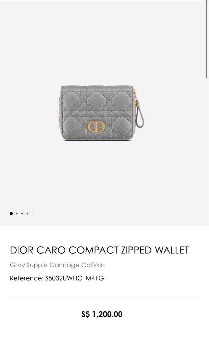 Dior Caro Compact Zipped Card Holder Cloud Blue Supple Cannage