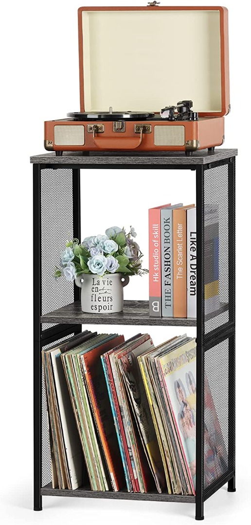 ETELI Record Player Stand 3 Tier Vinyl Record Player Table with Storage
