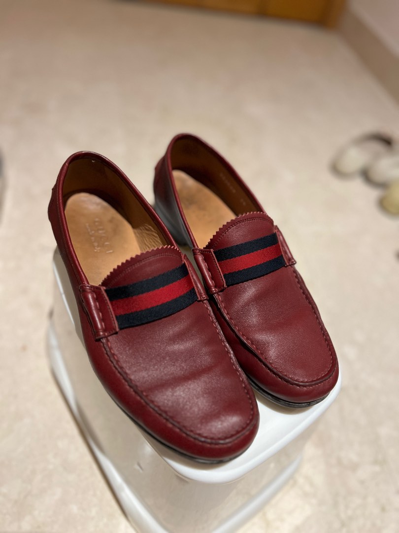 Maroon gucci loafers clearance