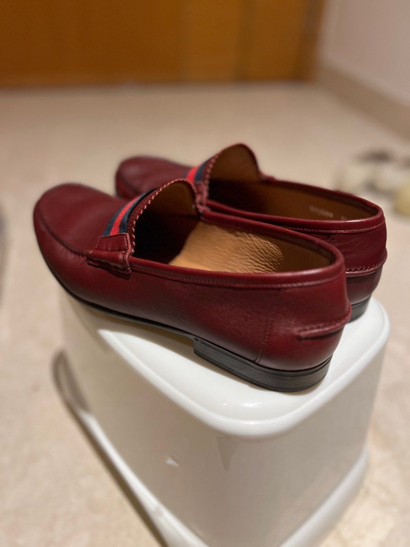 Maroon gucci loafers best sale