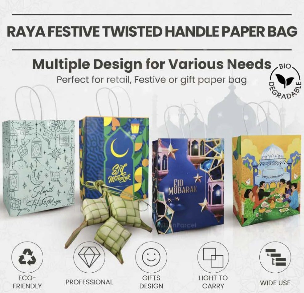 Hari Raya Paper Bag | Raya Festive Twisted Bag, Hobbies & Toys ...