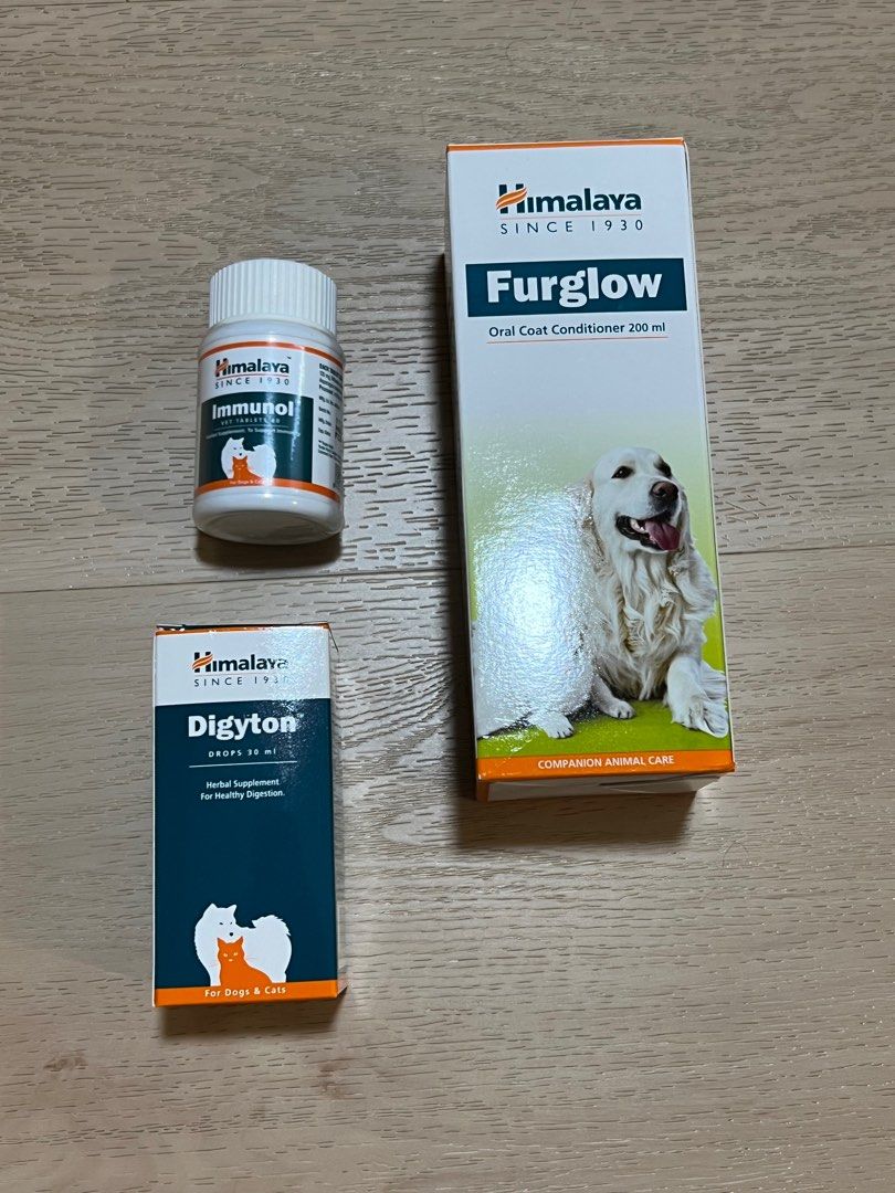 Himalaya Pet Wellness Supplements - Furglow, Digyton and Immunol, Pet  Supplies, Pet Food on Carousell