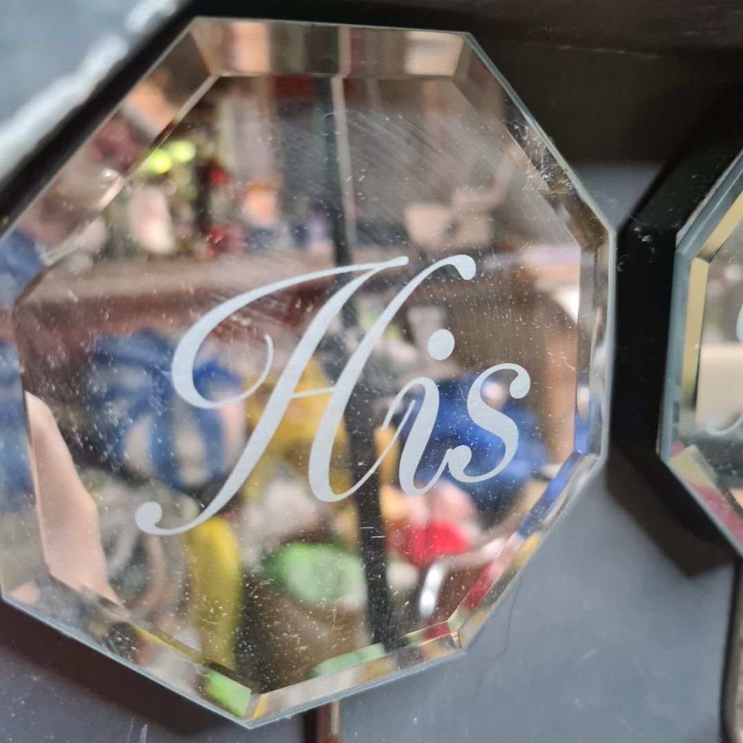 "HIS AND HER" WALL MIRROR HOOK SET WITH TOILET INDOOR SLEEPERS BUNDLES