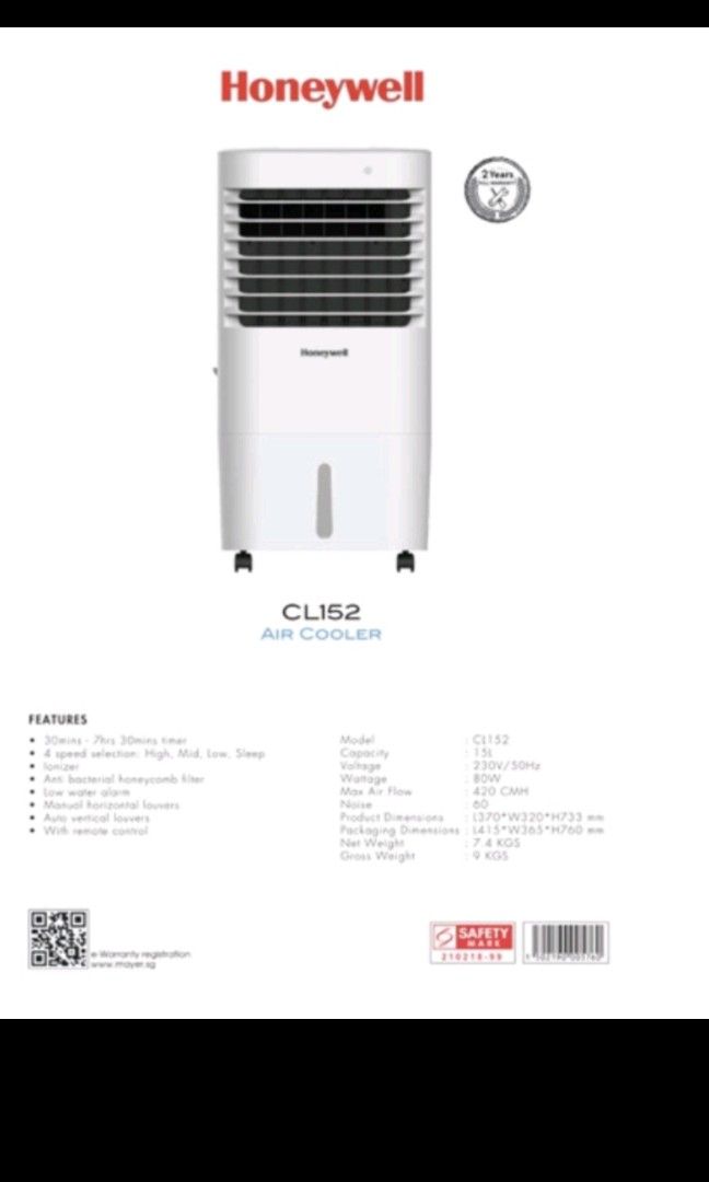 Honeywell air cooler, TV & Home Appliances, Air Conditioners & Heating