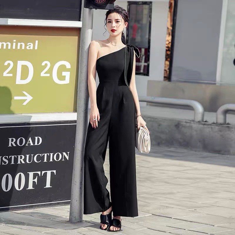 Jumpsuit hitam elegan / jumsuit hitam / baju dinner, Fesyen Wanita