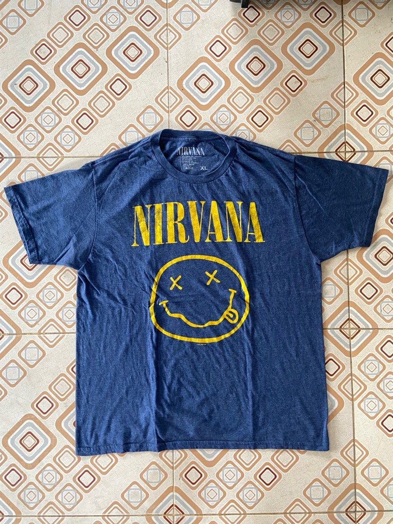 Kaos Band Nirvana Copyright 2015, Fesyen Pria, Pakaian Atasan di