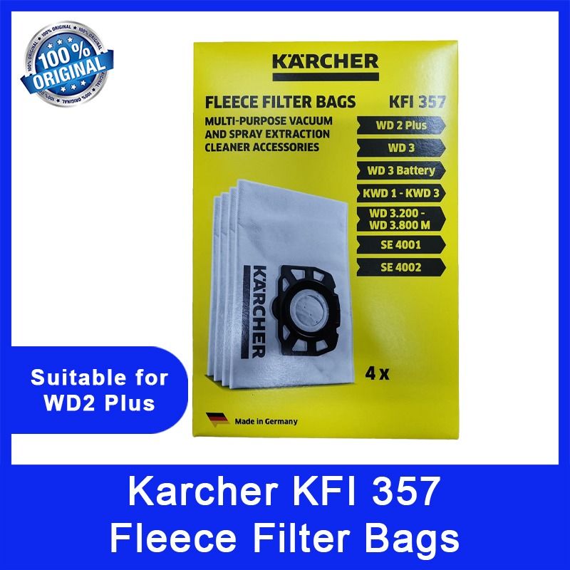 Karcher KFI 357 Fleece Filter Bags. For WD 2 Plus / WD 3 / SE 4001 / SE  4002. Made in Germany. 2.863-314.0, TV & Home Appliances, Vacuum Cleaner &  Housekeeping on Carousell