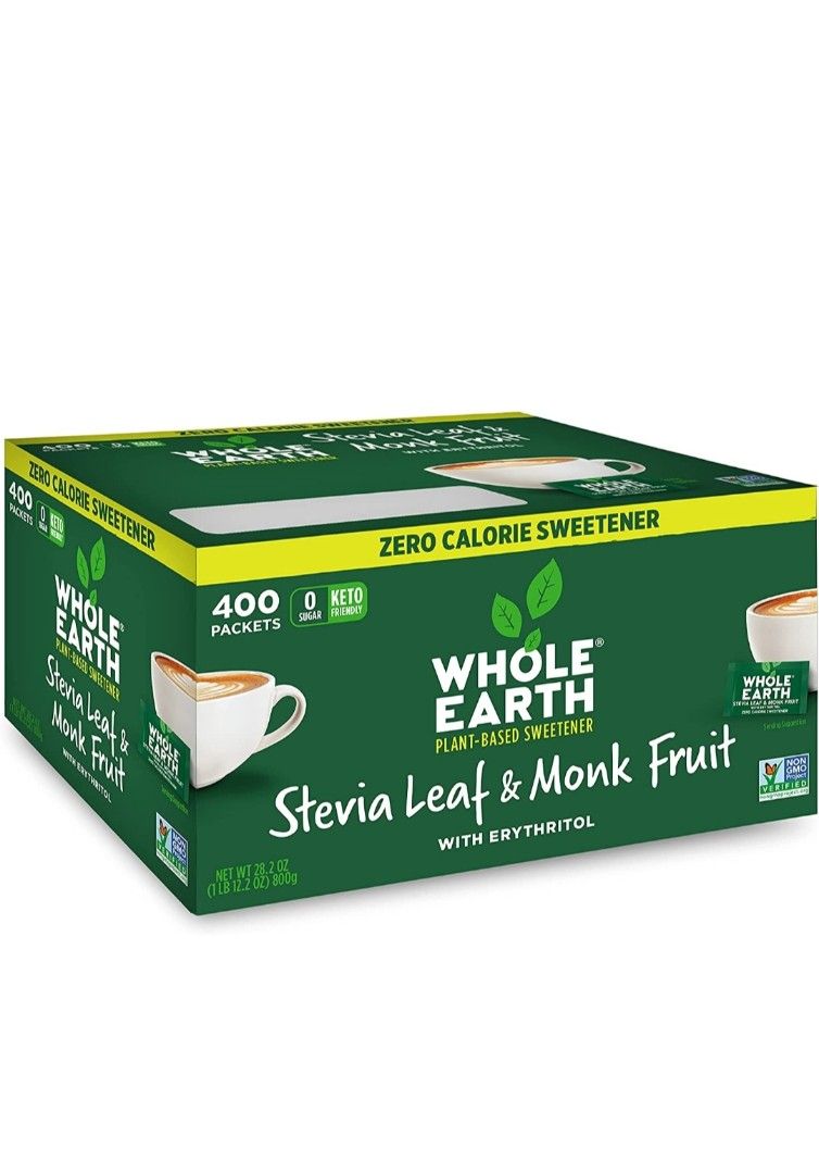 WHOLE EARTH Stevia & Monk Fruit Plantbased Sweetener, 400 Packet