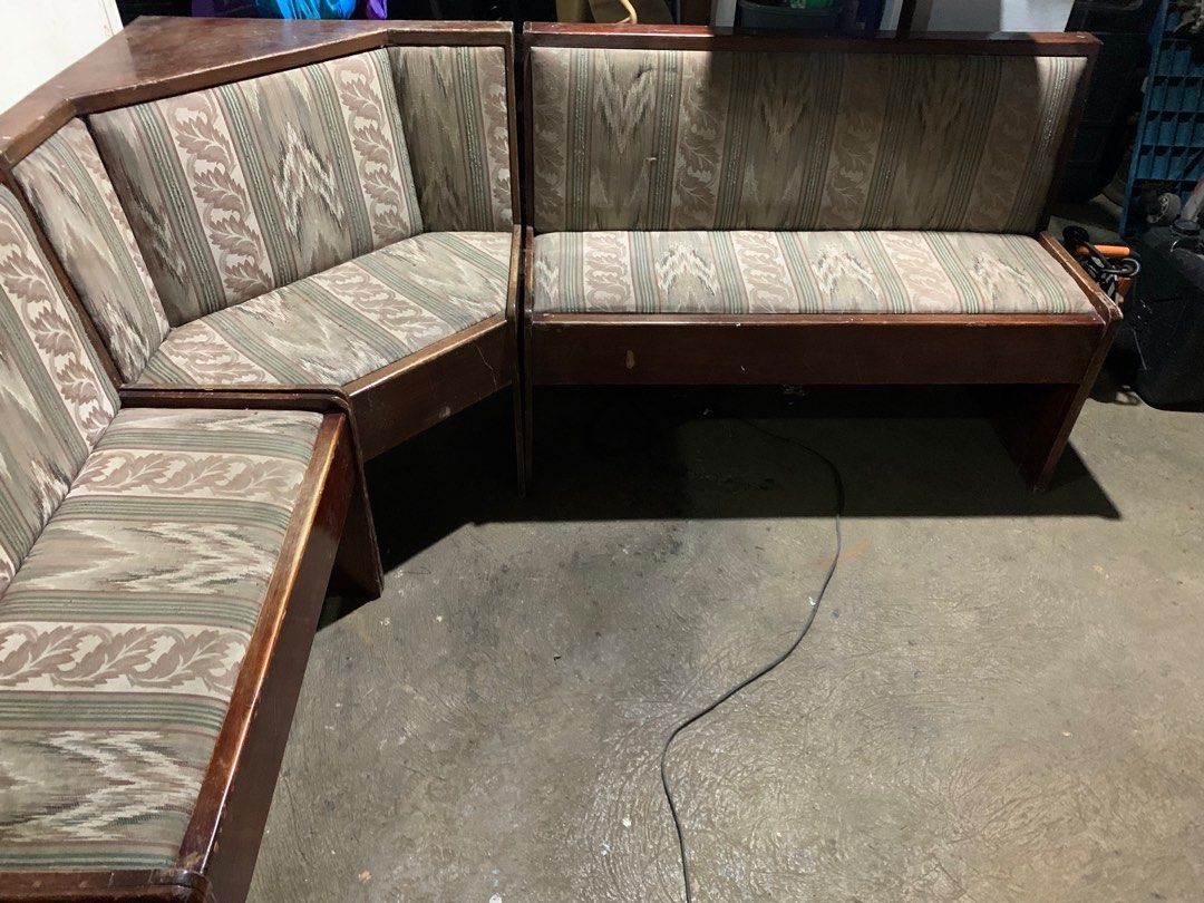 L type wooden sofa (Category: Sofas) located in Paranaque City. Submitted by myunogeneral.merchandise (Listing ID 1215610242, Image 2). Description: h. 36, w.20, L1. 65, L2.79 inches. backrest 16-1/2, cushion 14 inches, needs repair. better living paranaque .