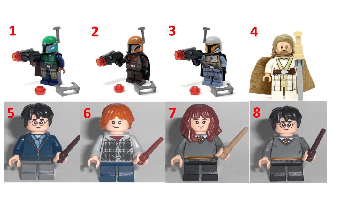 Lego Star Wars 75267 Mandalorian Warrior 1 2 3 Luke Skywalker 75200 Lego Harry Potter 75950 75955 Ron Weasley 75950 75955 Hermine Granger 75953