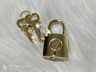 LOUIS VUITTON Brass Gold Padlock with Matching Key (LV Lock Number 334)