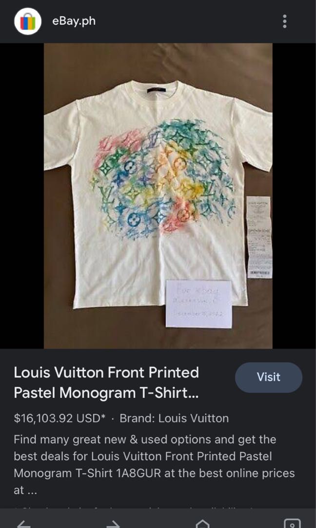 Louis Vuitton (LV) pastel monogram logo tee, Men's Fashion, Tops
