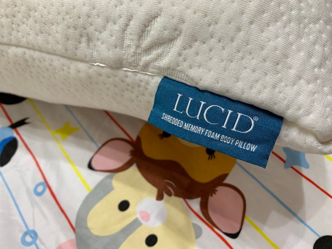 Lucid shredded memory foam body pillow, Furniture & Home Living