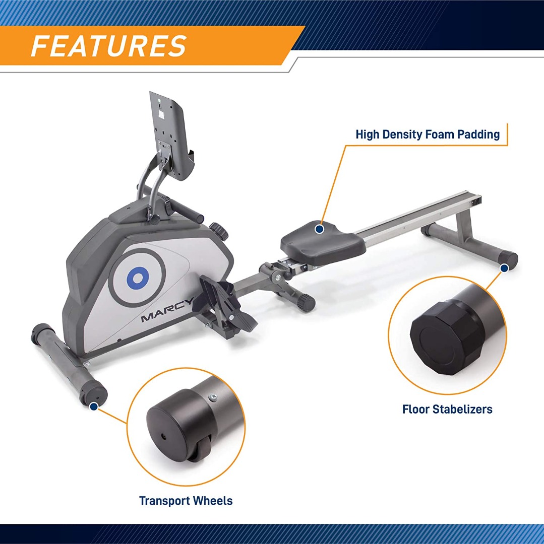 Marcy Foldable 8 Level Magnetic Resistance Rowing Machine with