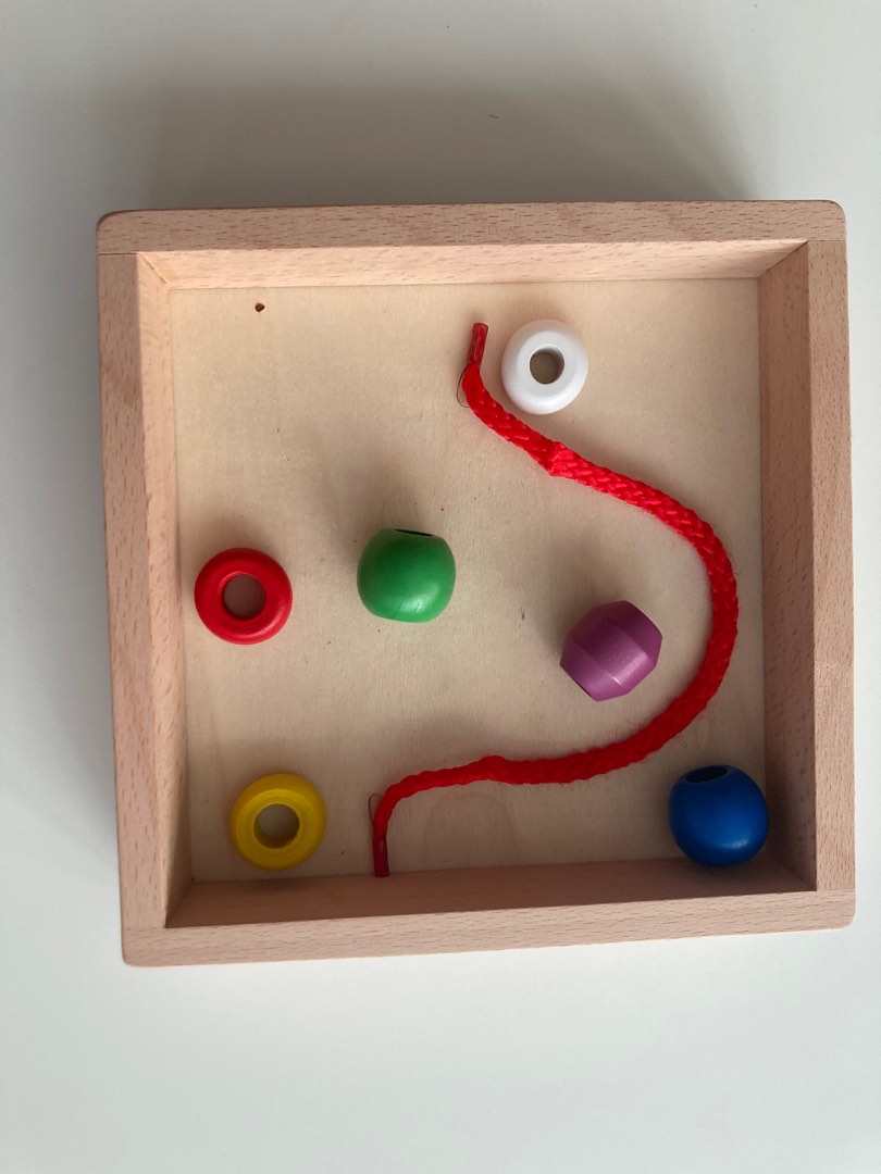 Montessori Threading Large Beads Activity, Hobbies & Toys, Toys & Games