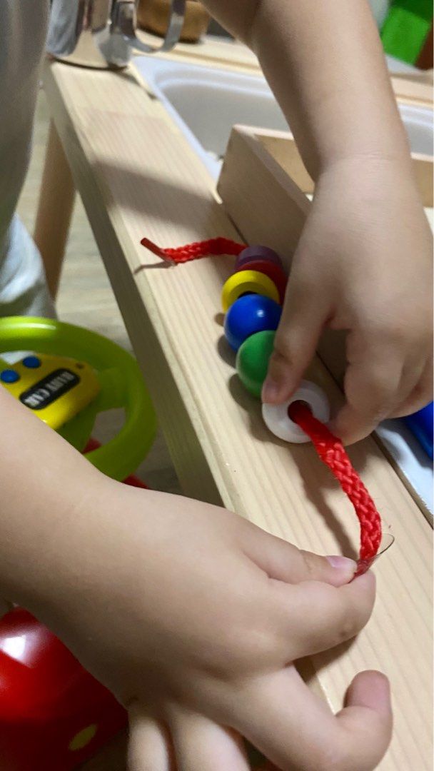 Montessori Threading Large Beads Activity, Hobbies & Toys, Toys & Games