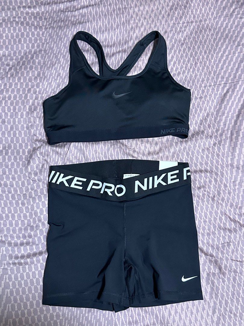 nike pro sports bra and shorts set