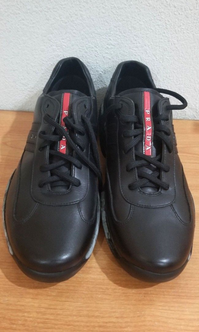 ORIGINAL AUTHENTIC PRADA BLACK FULL LEATHER MEN SHOE