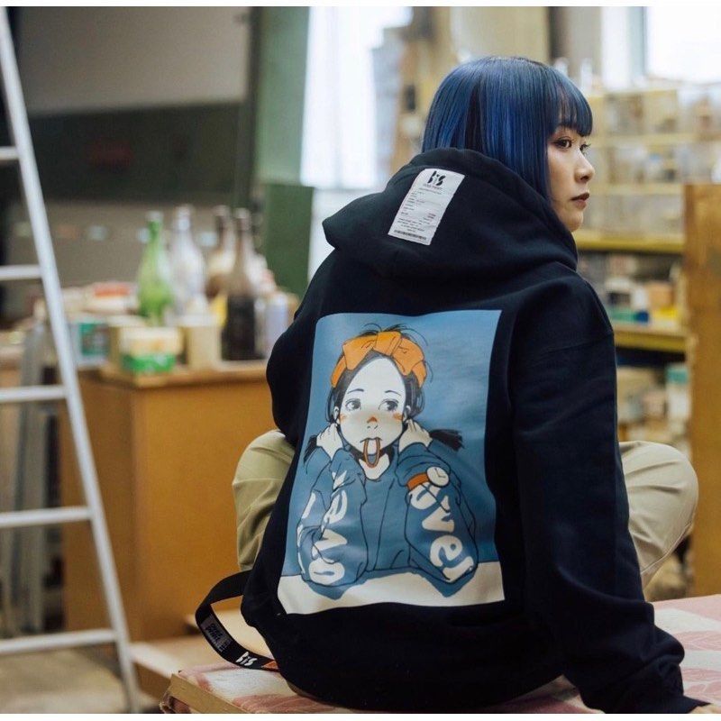 over print pop art hoodie パーカー　L