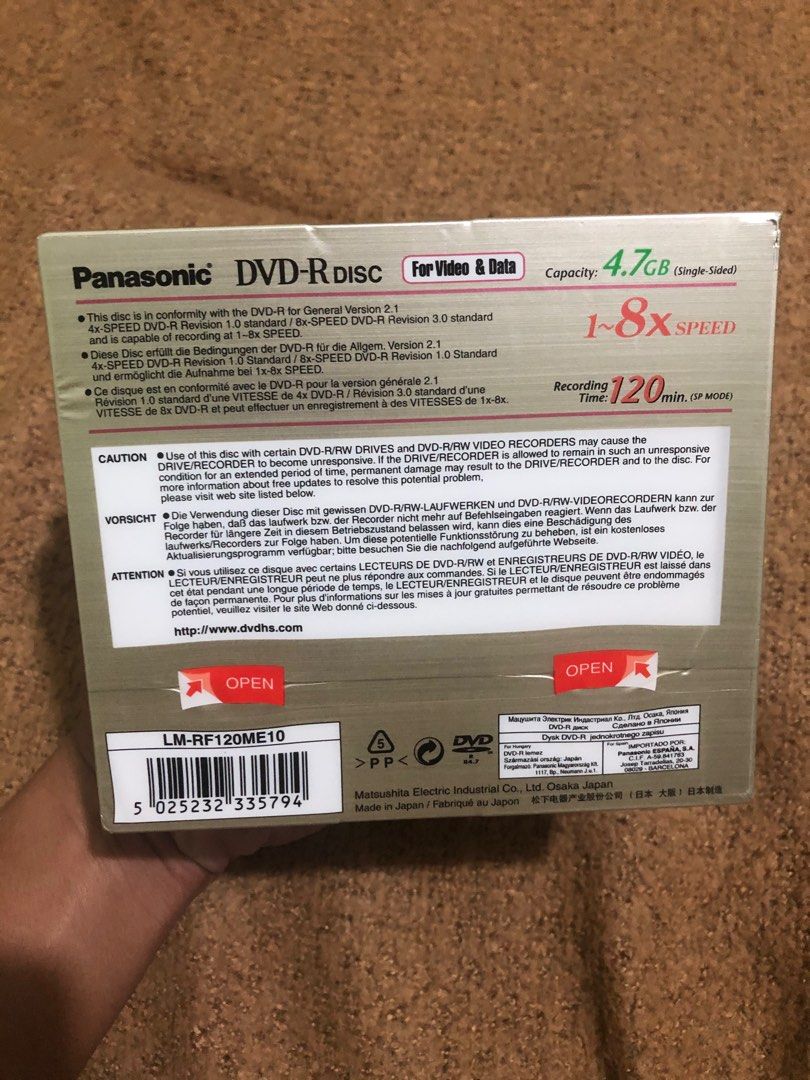 Panasonic dvdR 4.7GB blank dvd 10 pack, Hobbies & Toys, Music & Media
