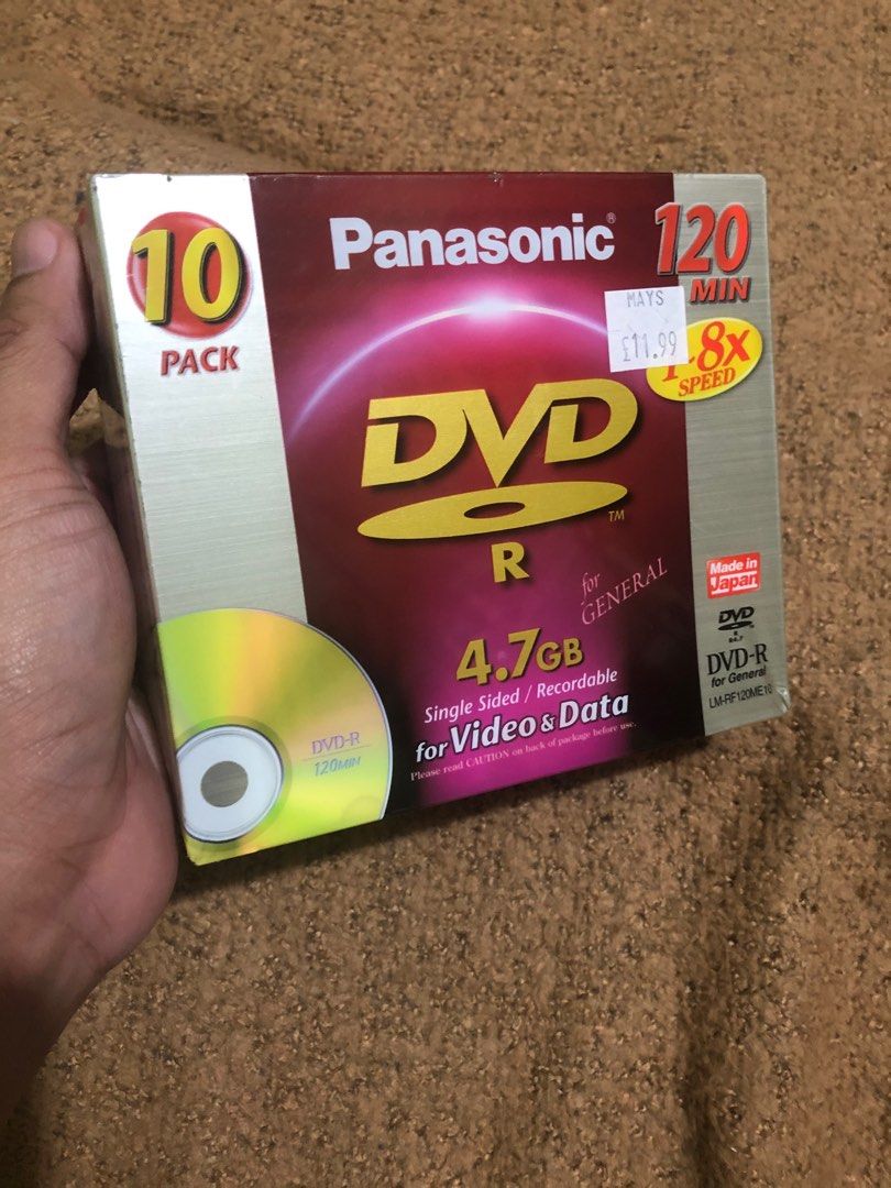 Panasonic dvdR 4.7GB blank dvd 10 pack, Hobbies & Toys, Music & Media