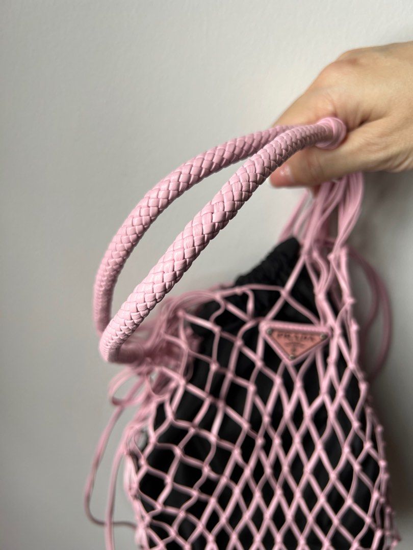Prada mesh store drawstring bag