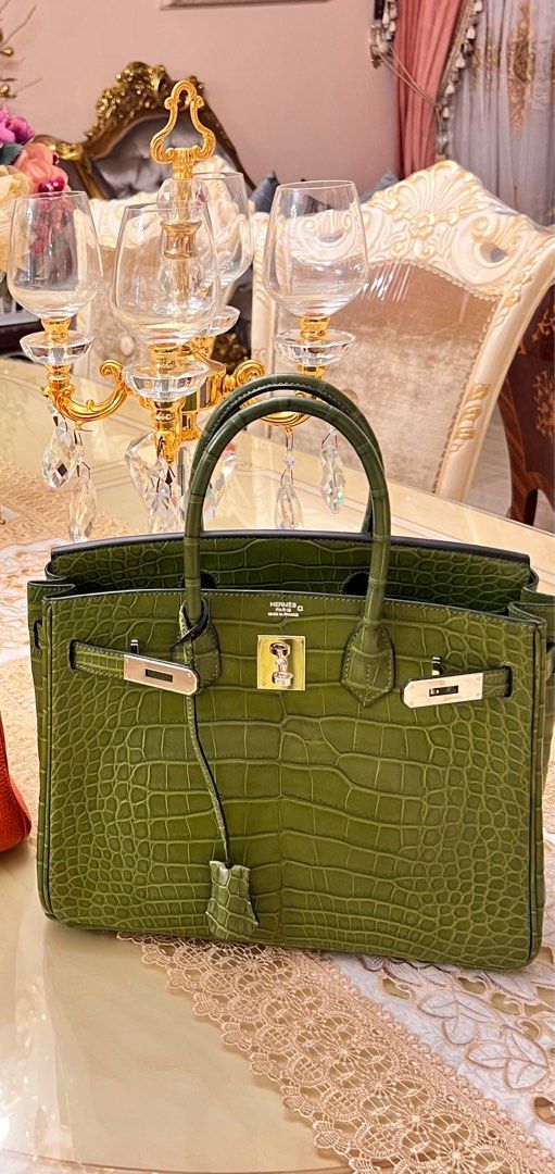 HERMES BIRKIN 30 GREEN CROC BAG, Luxury, Bags & Wallets on Carousell