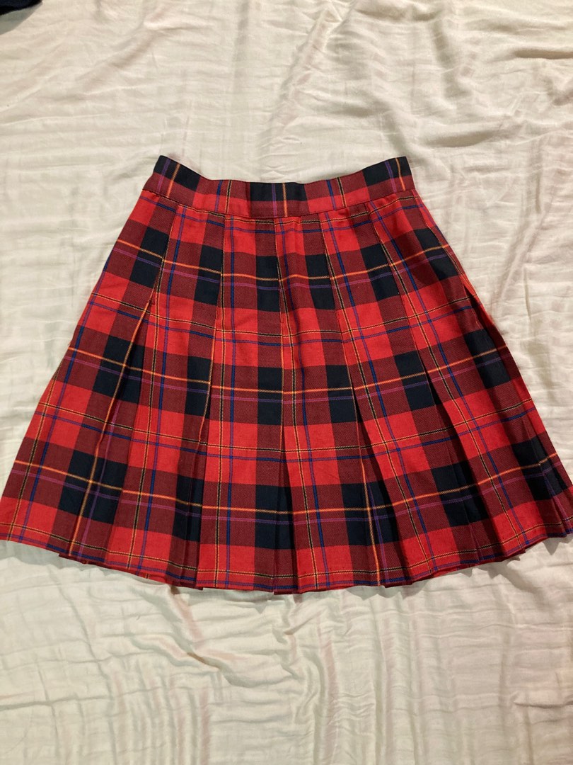 Korean Red Plaid Pleated School Girl Seifuku Academia Tennis Skirt