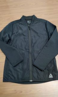 正品韓國專櫃購回Reebok太空棉拼接防風材質黑色立領外套上衣