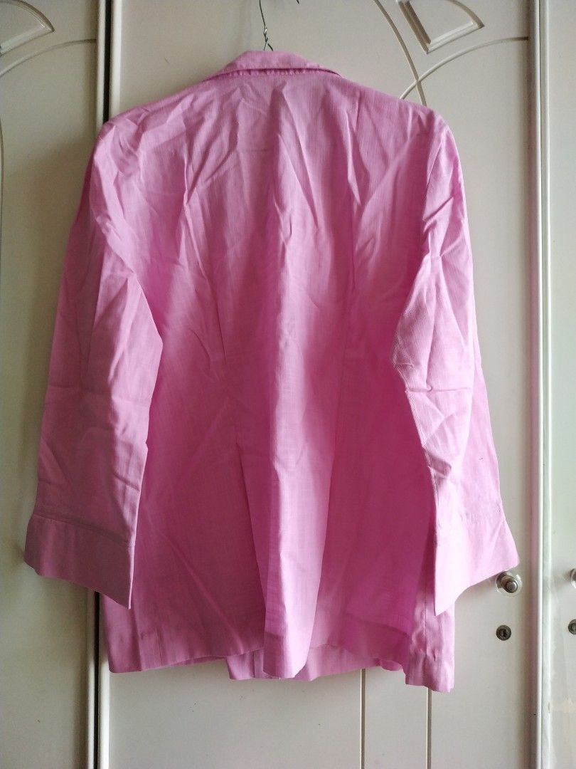 Ruffle Linen Top, Fesyen Wanita, Pakaian Wanita, Atasan di Carousell