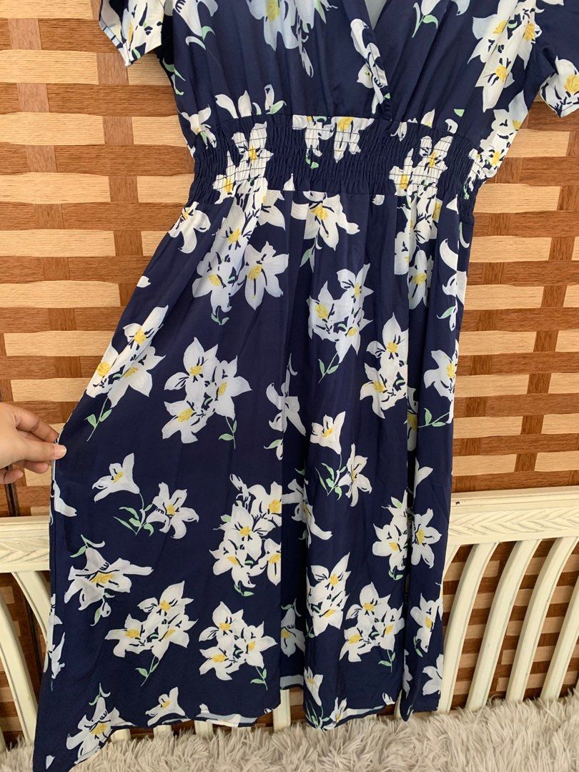 Allover Floral Shirred Wrap Dress