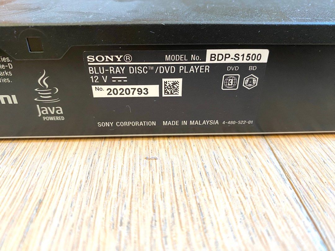Sony Bluray DVD Player (BDPS1500), 家庭電器, 電視 & 其他娛樂, 藍光及播放器 Carousell