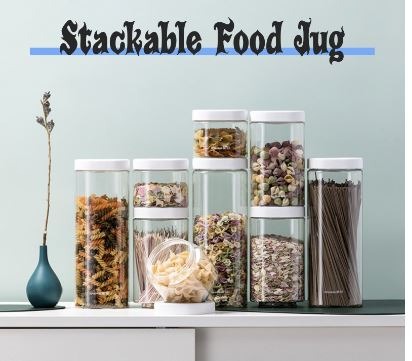 Stackable Airtight Plastic Seal Jar Household Transparent Food Kitchen ...