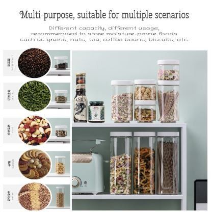 Stackable Airtight Plastic Seal Jar Household Transparent Food Kitchen ...