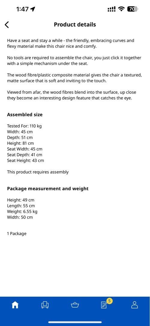 Sturdy IKEA ODGER Dining/study Chair, Furniture & Home Living