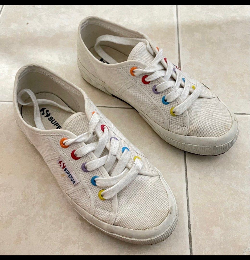 Superga 2750 White Multi Coloured Eyelets
