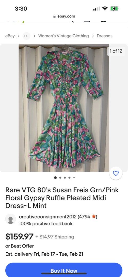 Susan Freis one piece dress 古著80年代連身裙, 女裝, 連身裙& 套裝