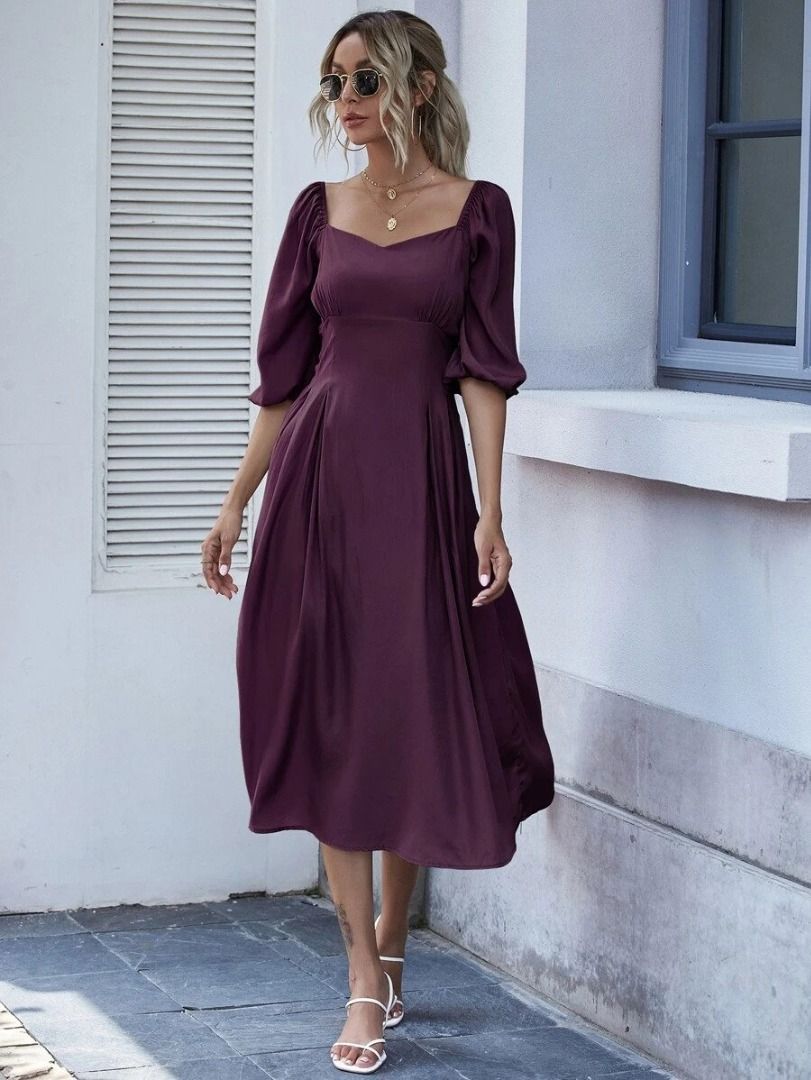 Aline midi dress cheap with sleeves