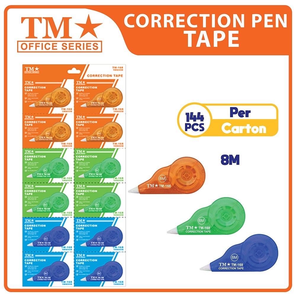 TM Correction Tape 8M Assorted Color x 144 pcs, Hobbies & Toys