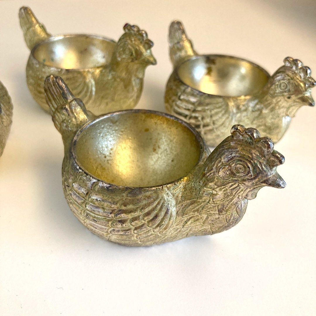 Vintage Hen Egg Cup Holder (Category: Dinnerware & Cutlery) located in Petaling Jaya. Submitted by fortykar (Listing ID 1215652722, Image 1). Description: Vintage. Heavy metal. Made in England. RM50 each. Take all 4 for RM150..