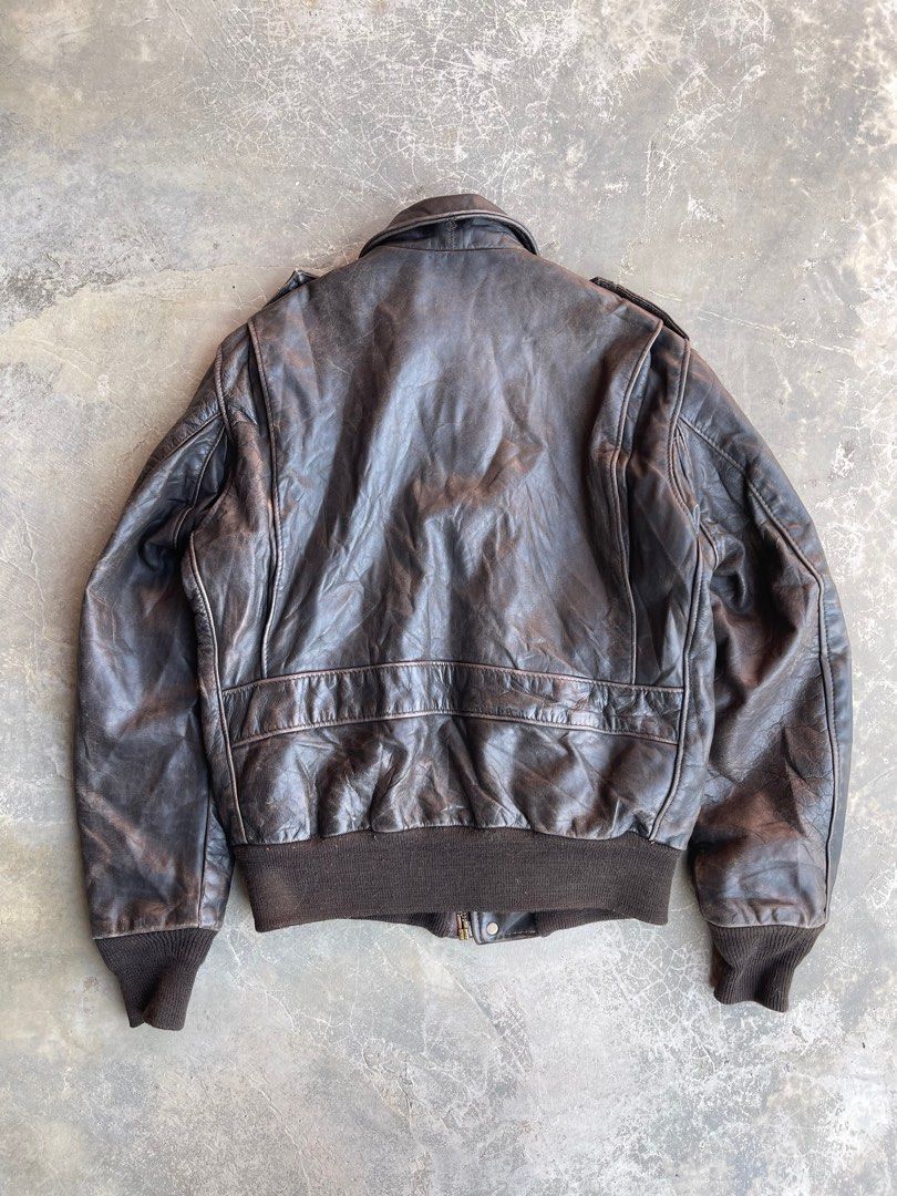 Vintage SCHOTT A2 Cowhide Patina Leather Jacket Men s Fashion